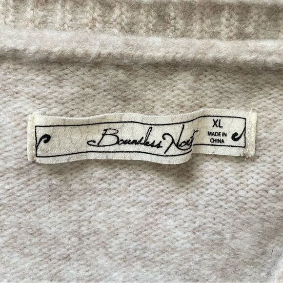 BOUNDLESS NORTH Embroidered Floral Wool Blend Tan Cardigan Size XL - Picture 9 of 9